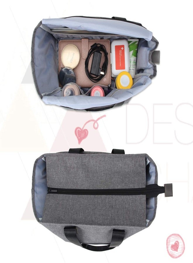 Teamoy Breast Pump Tote Bag Diaper Tote Bag Compatible for Spectra S1, S2, Medela, Pumping Bag with 14" Laptop Sleeve for Most Breast Pump, Dark Gray - Image 2